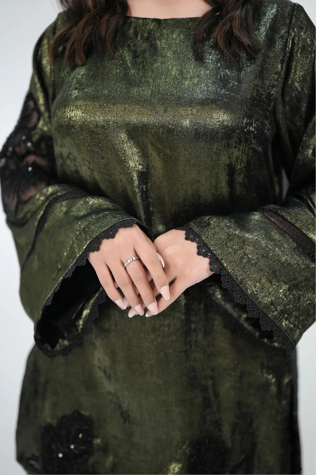 Emerald Noir – Luxury 3PC Stitched Moonlight Suit