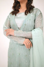 Moonlit Sage – Luxury 3PC Stitched Sheesha Silk Suit