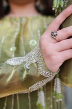 Olive Aurora – Premium 3PC Stitched Sheesha Silk Outfit