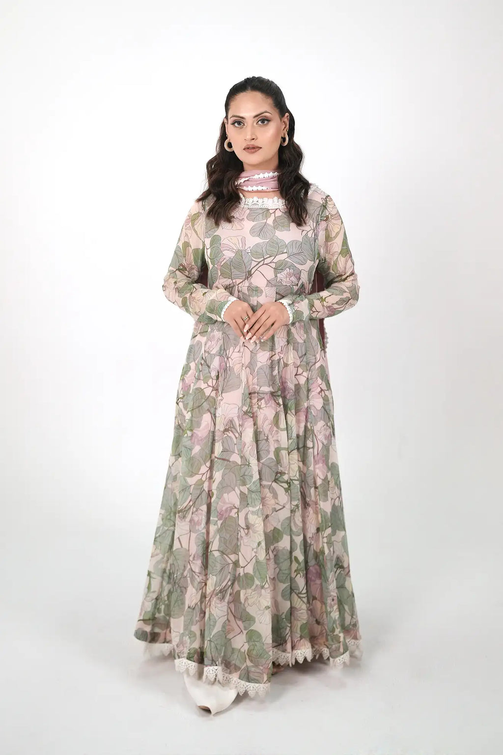 Blossom Whispers – 2PC Printed Chiffon Crinkle Dress