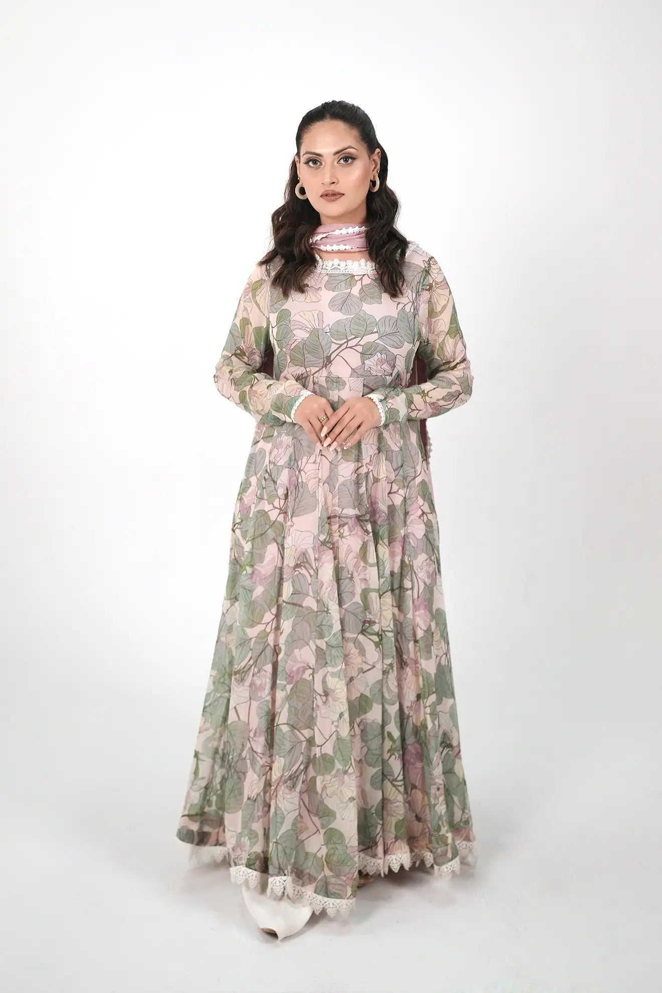 Blossom Whispers – 2PC Printed Chiffon Crinkle Dress