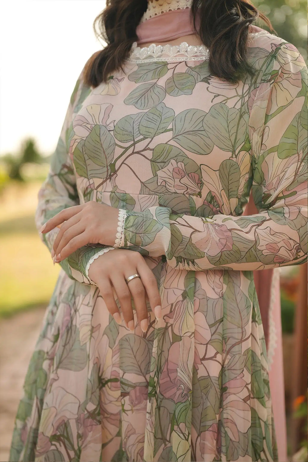 Blossom Whispers – 2PC Printed Chiffon Crinkle Dress