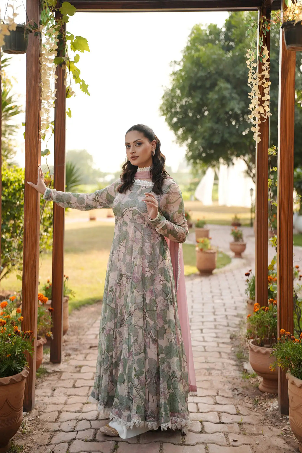 Blossom Whispers – 2PC Printed Chiffon Crinkle Dress