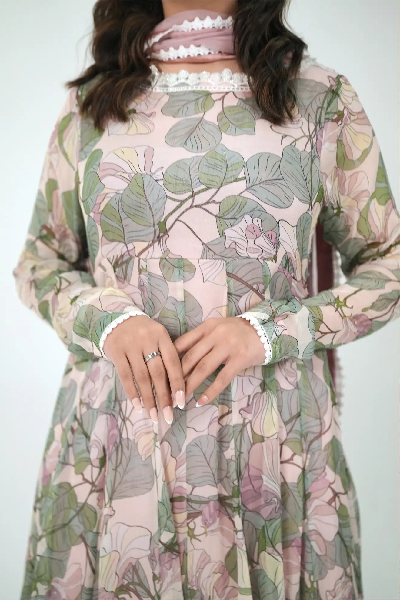 Blossom Whispers – 2PC Printed Chiffon Crinkle Dress