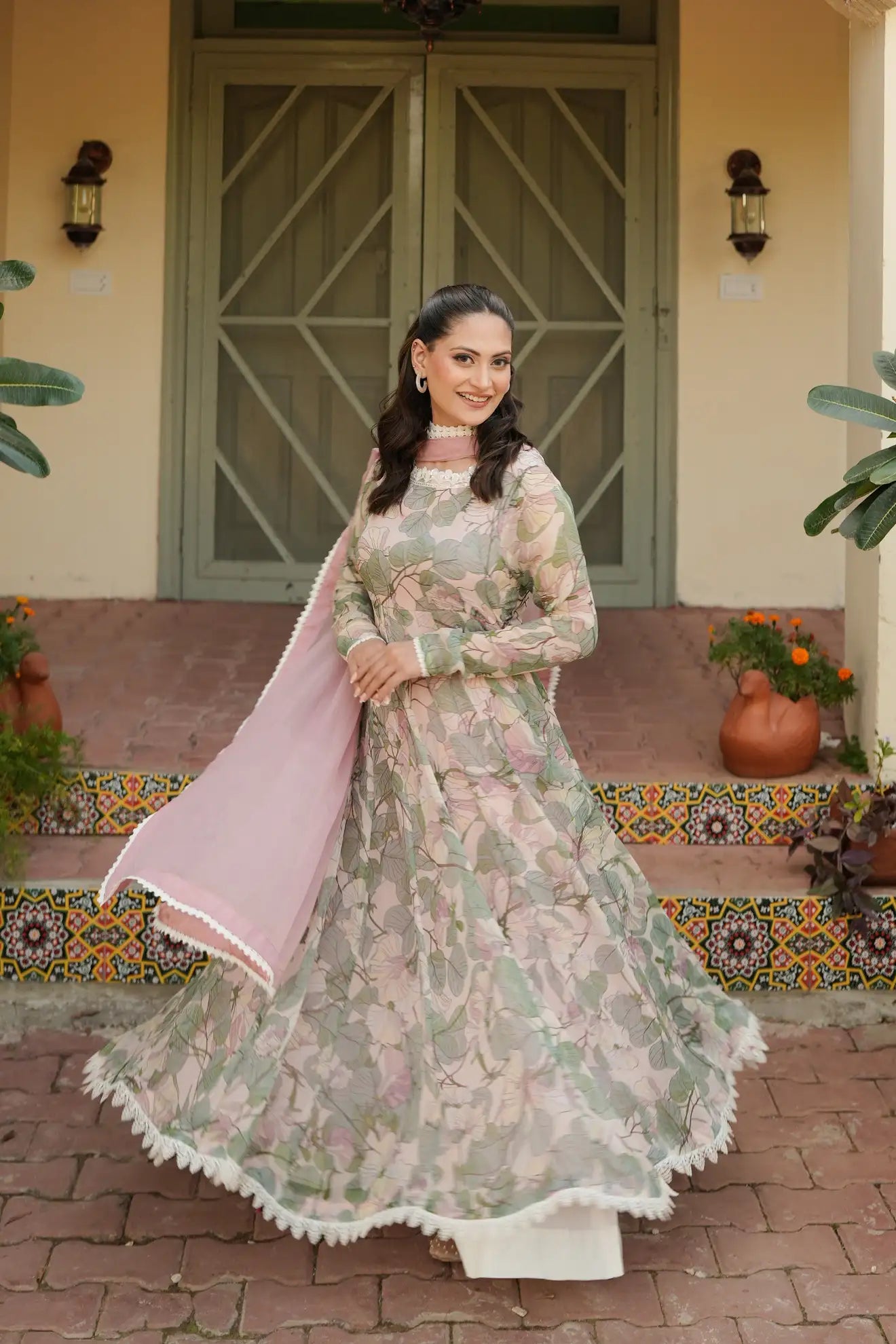 Blossom Whispers – 2PC Printed Chiffon Crinkle Dress