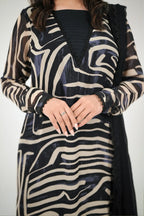 Shadow Lines Luxe – 3PC Abstract Printed Chiffon Suit