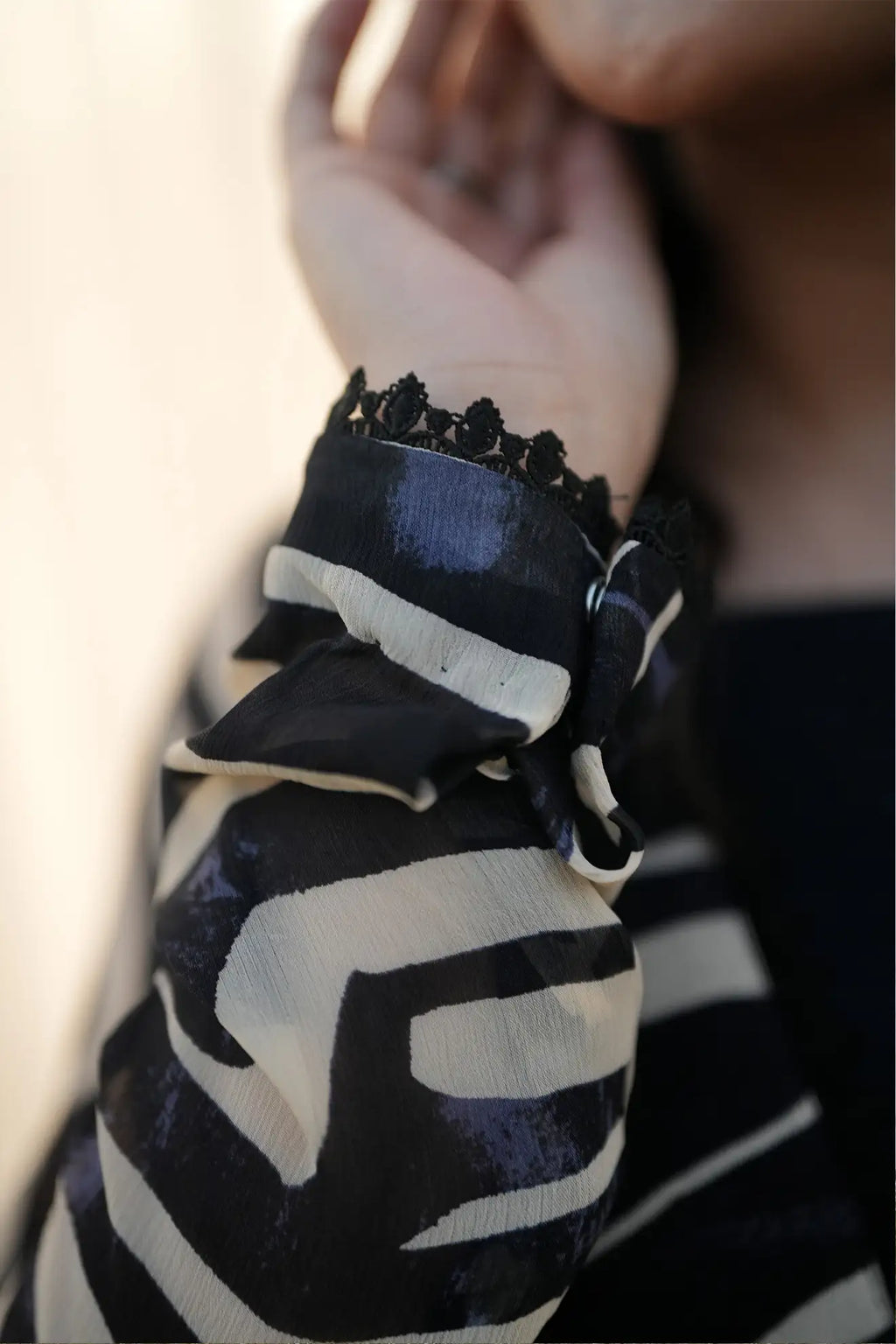 Shadow Lines Luxe – 3PC Abstract Printed Chiffon Suit