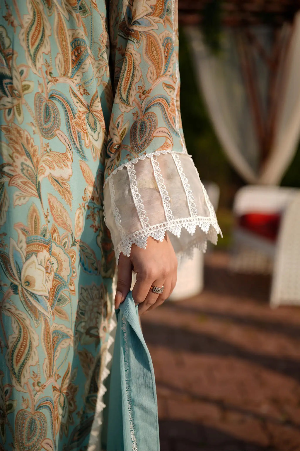 Aqua Breeze Harmony – 3PC Pastel Printed Chiffon Suit