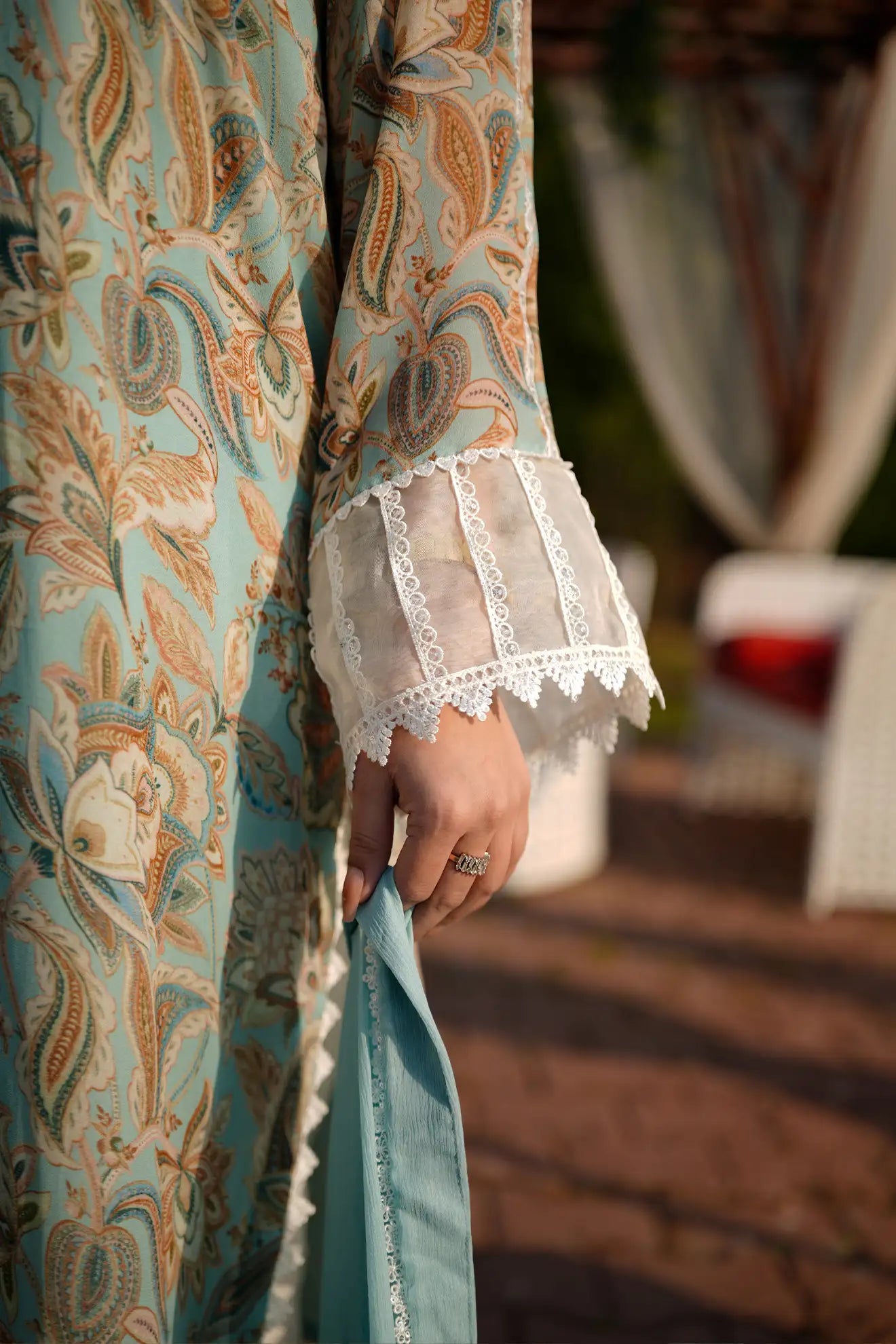 Aqua Breeze Harmony – 3PC Pastel Printed Chiffon Suit