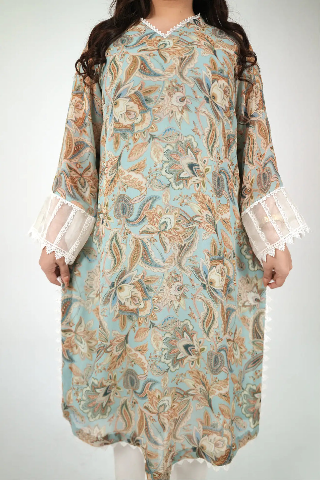 Aqua Breeze Harmony – 3PC Pastel Printed Chiffon Suit