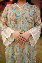 Aqua Breeze Harmony – 3PC Pastel Printed Chiffon Suit