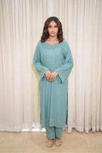 Aqua Calm – 2PC Linen Stitched Suit