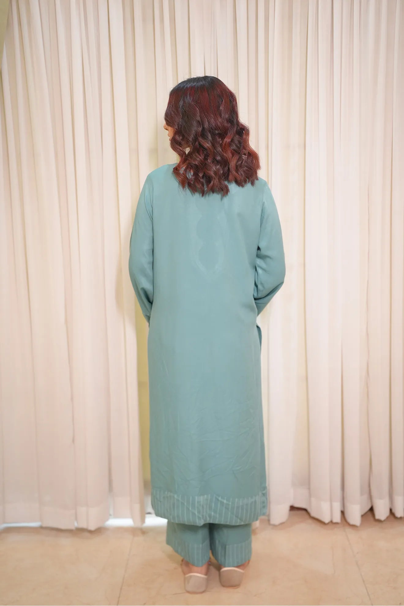 Aqua Calm – 2PC Linen Stitched Suit