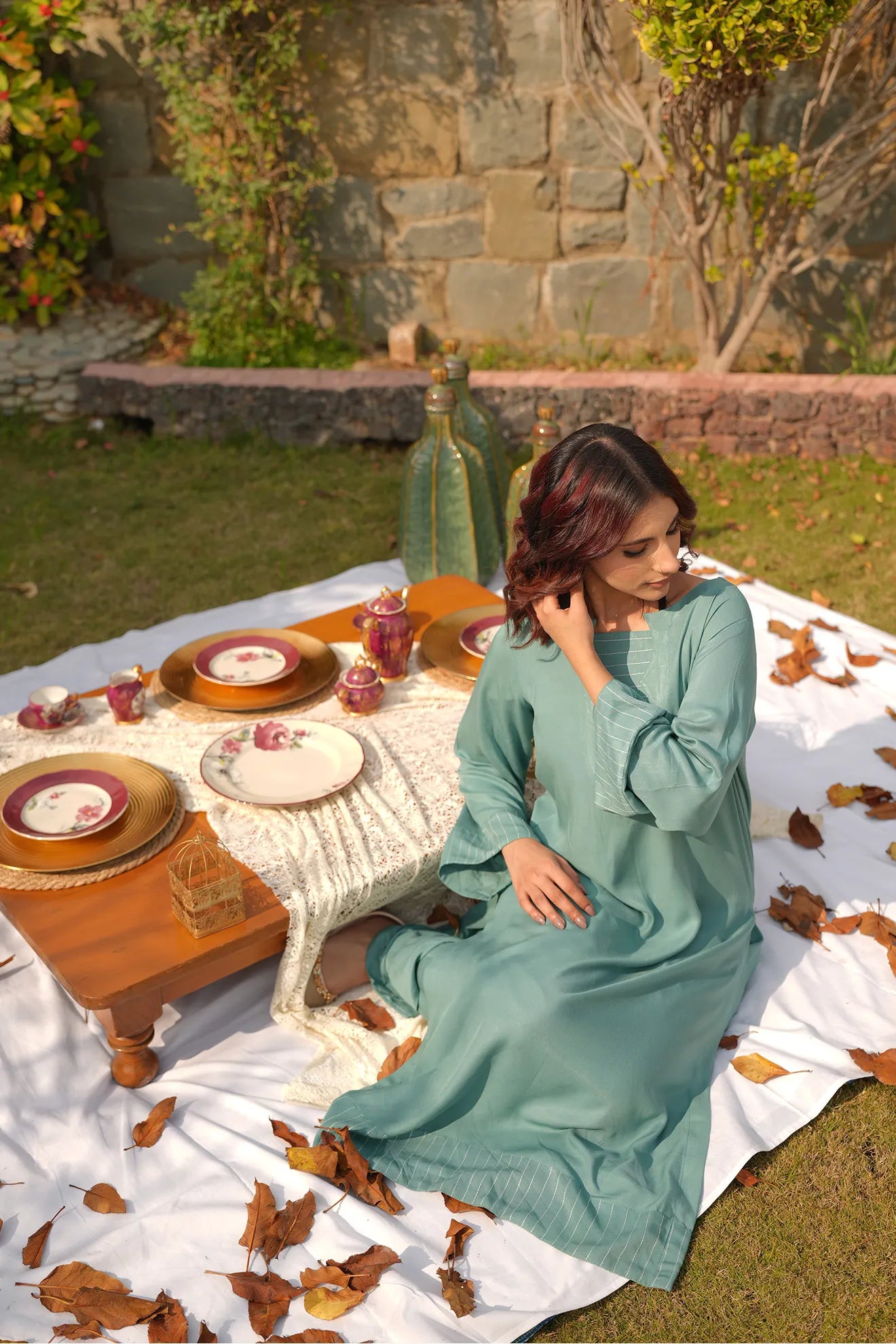 Aqua Calm – 2PC Linen Stitched Suit