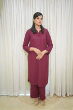Merlot Muse – 2PC Linen Stitched Suit