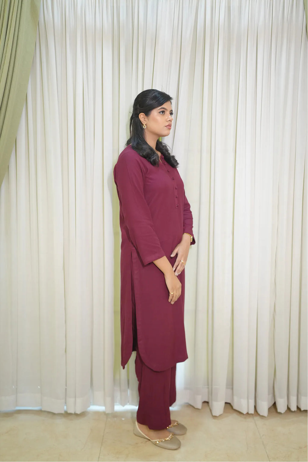 Merlot Muse – 2PC Linen Stitched Suit