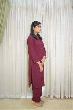 Merlot Muse – 2PC Linen Stitched Suit