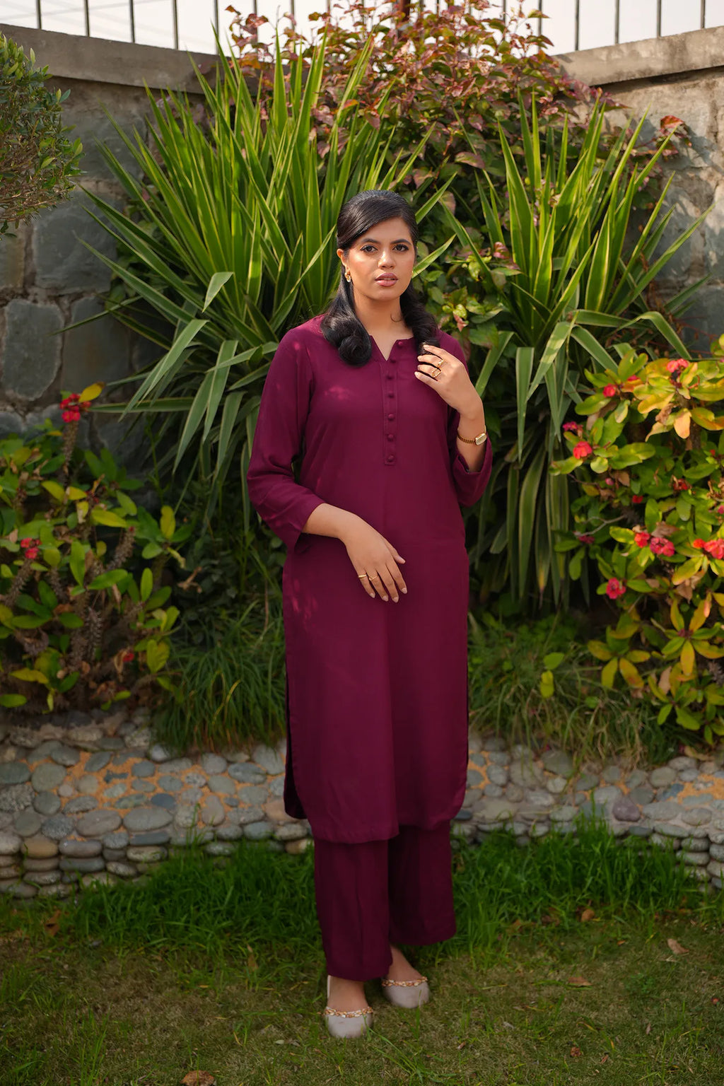 Merlot Muse – 2PC Linen Stitched Suit