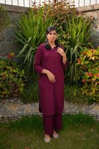 Merlot Muse – 2PC Linen Stitched Suit