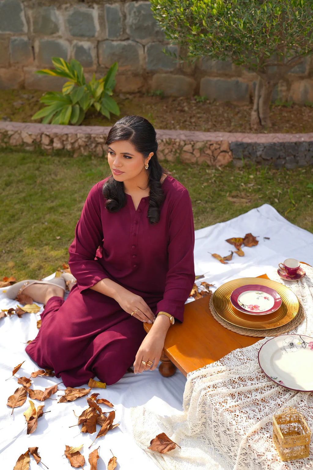 Merlot Muse – 2PC Linen Stitched Suit