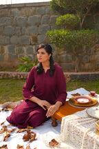 Merlot Muse – 2PC Linen Stitched Suit