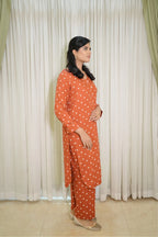 Rust Charm – 2PC Linen Stitched Suit