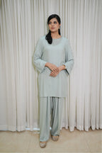 Silver Mint – 2PC Linen Stitched Suit