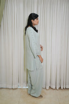 Silver Mint – 2PC Linen Stitched Suit