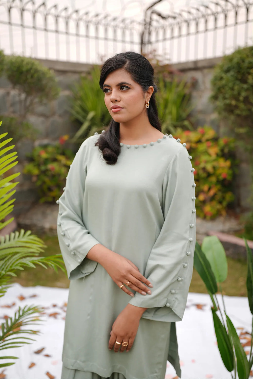 Silver Mint – 2PC Linen Stitched Suit