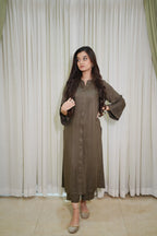 Olive Reverie – 2PC Linen Stitched Suit