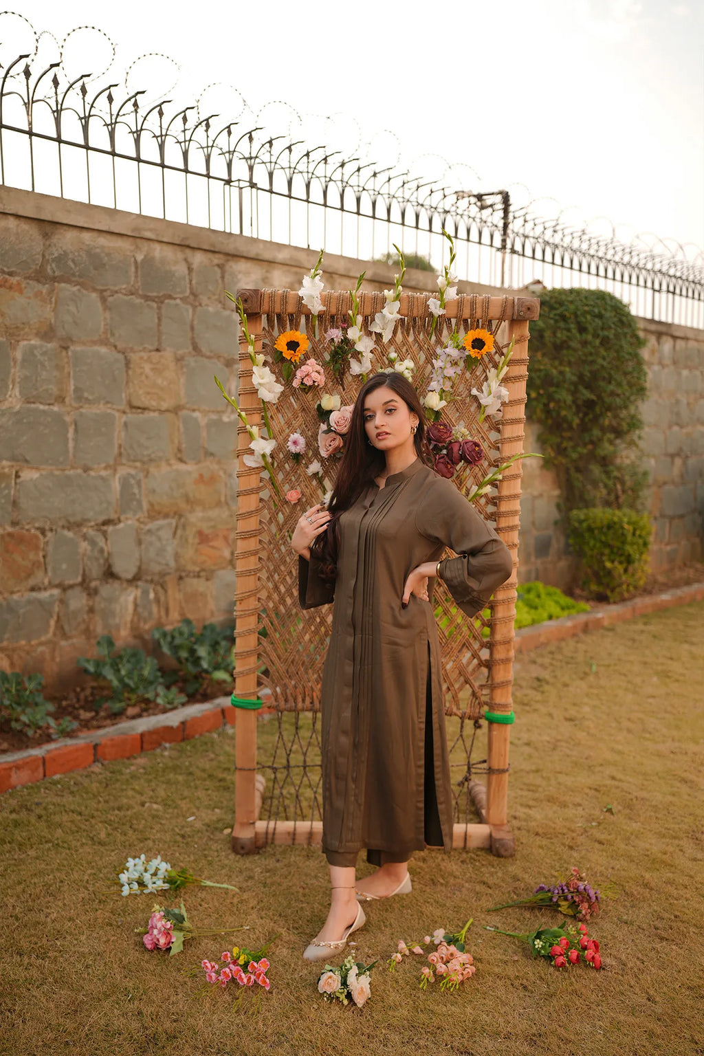 Olive Reverie – 2PC Linen Stitched Suit